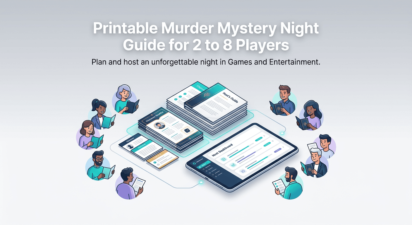 Printable Murder Mystery Night Guide for 2 to 8 Players