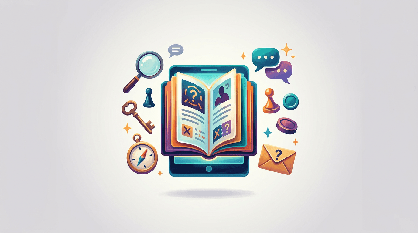 Downloadable mystery game guide for instant game nights